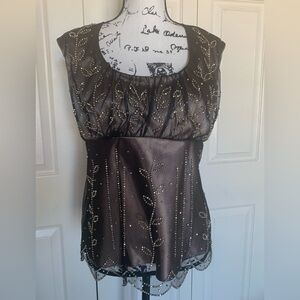 Dressbarn Sleeveless Beaded Cocktail Blouse